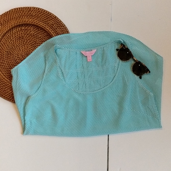 Lilly Pulitzer Blue & white Stripe Silk Tank Top M - Picture 7 of 7